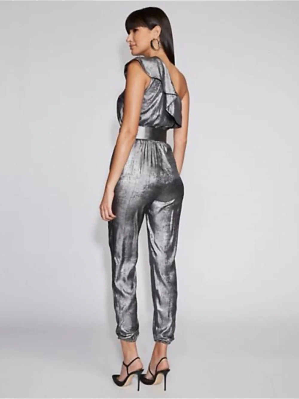 New York & Company Gabrielle Union Collection Elegant Silver Jumpsuit - Picture 2 of 12
